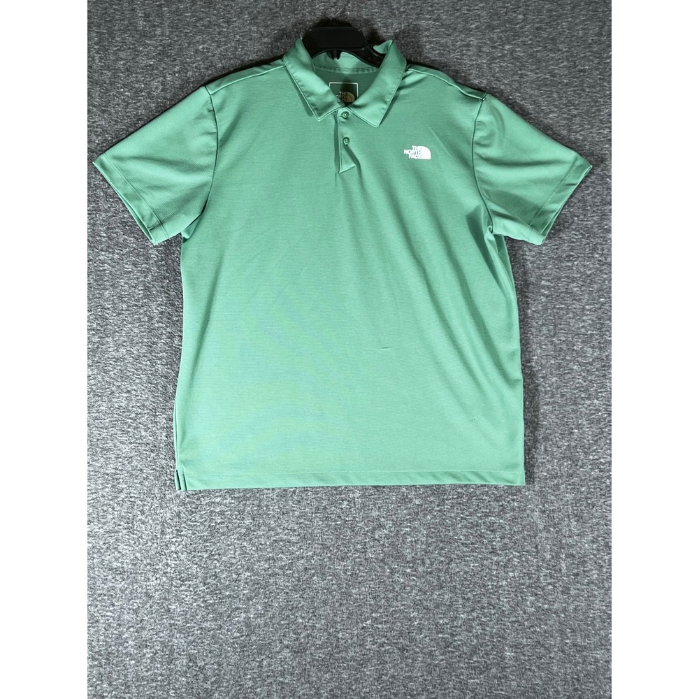 The North Face Mens XL Green Short Sleeve Performance Polo Shirt Textured Knit